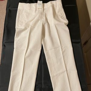 NWT - J.Crew Factory Seersucker Pants 25” inseam Tan & White - Size 0